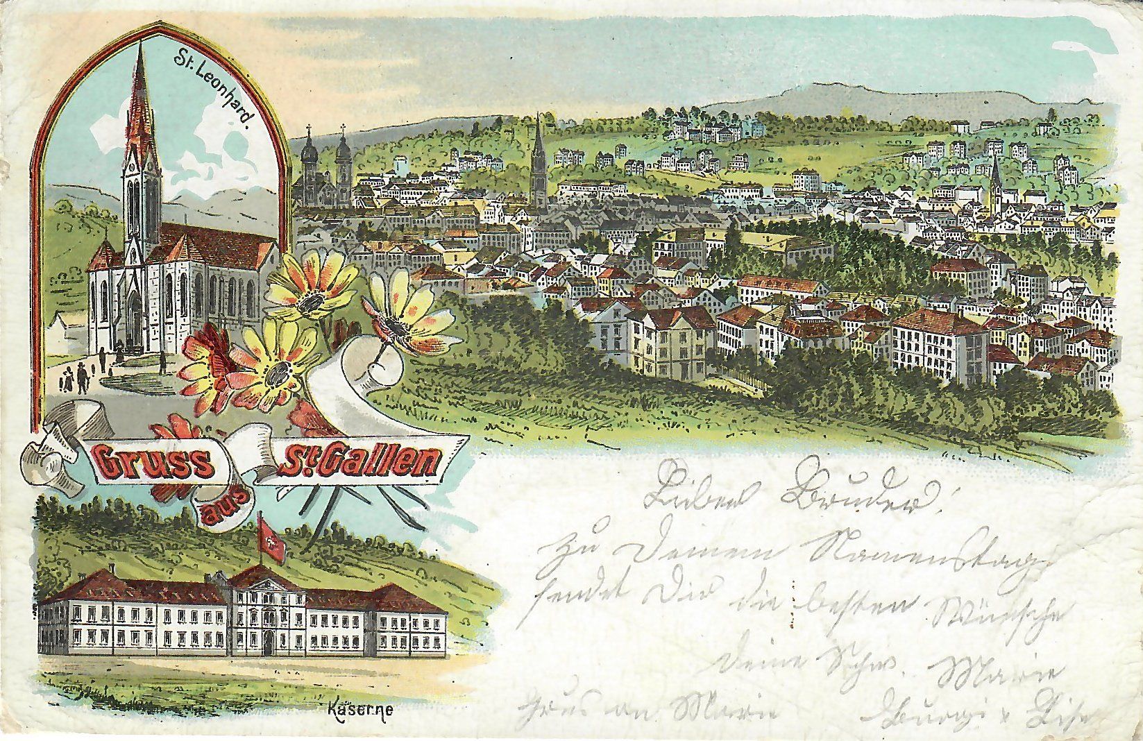 Cartoline postali: LITHO- Gruss aus St. Gallen - SG – Usato da Flirsch venduto da sammlerliebe
