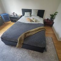 Schwarzes Polsterbett 140cm mit Matratze& Lattenrost GRATIS!