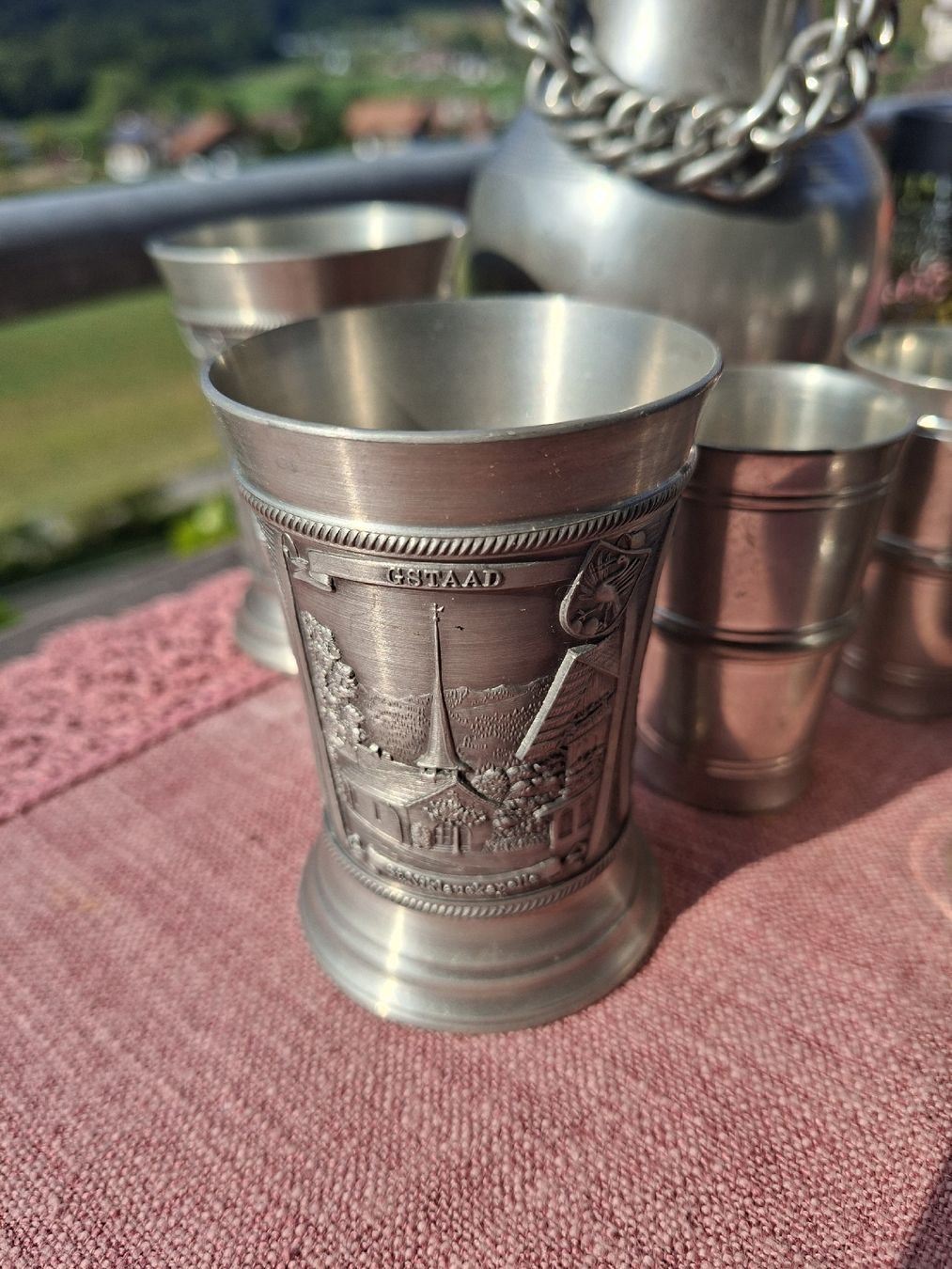 Sigg Set di piatti: Zinnset SIGG Kanne mit 6+2 Becher – Usato da Wimmis venduto da Guterhandel 1