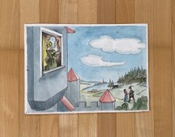 Schneewittchen, Konvolut, 7 ORIGINAL Aquarelle
