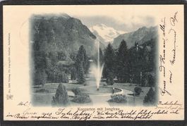 ^Kurgarten mit Jungfrau , Interlaken , gelaufen 1900 mit UPU
