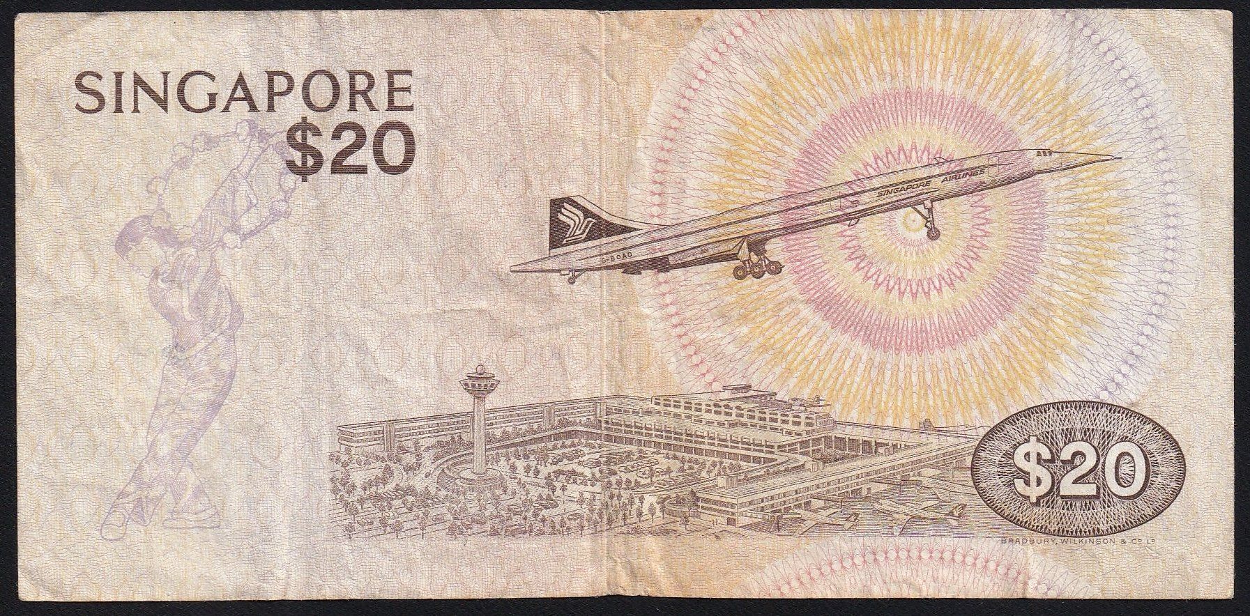 Banconote: Singapur 20 Dollars 1979 Concorde – Usato da Brugg AG venduto da banknoten_muesli 1