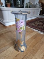 Edle Vintage Blumenvase mit Rosenmuster, Glas, 48 cm