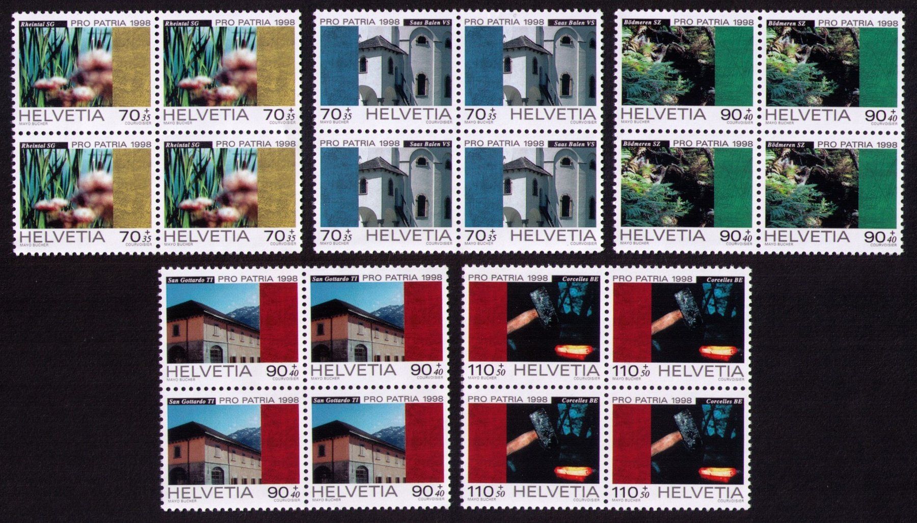Alle Briefmarken: 1998_B259-63_PRO PATRIA_Rheintal_Gotthard_Corcelles_Vb ! ** – Neu (gemäss Beschreibung) aus Marthalen von Ch_quality