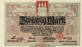 Altona 20 Mark Geiger 012.10a WZ Z-Muster 1918 VZ++-UNZ