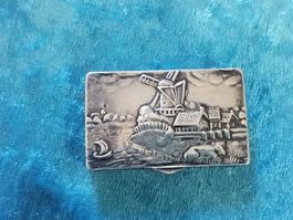 Briefmarkenbox, zweiseitig, antik in Silber, Niederlanande