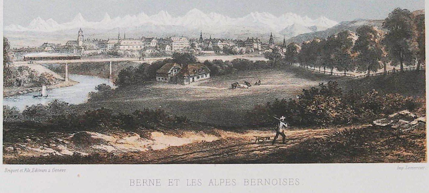 Stiche: Bern   Tonlithographie von Briquet um 1850 – Gebraucht aus Rafz von Helvet32 1