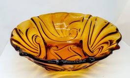 Art Deco Schale Bernstein Glas plat verre ambré 1,8kg Ø 28cm