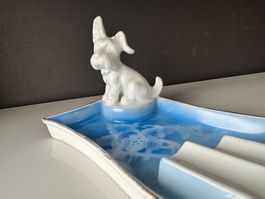 Art Deco Porzellan Aschenbecher Hund