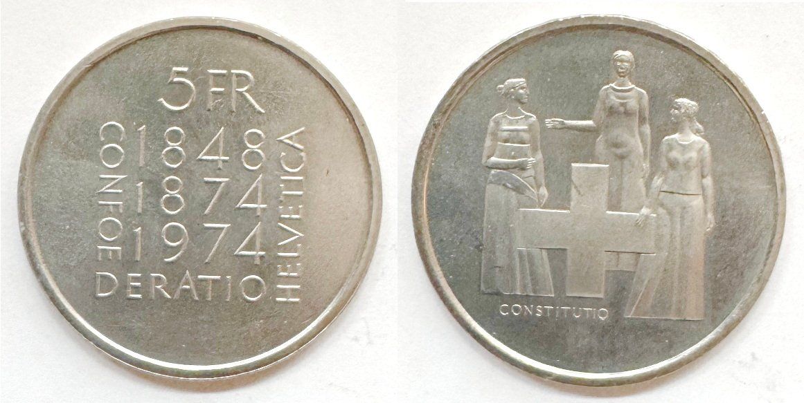 Tutti le monete: 4Stk Sonder-Fünfliber 1974 – Usato da Eggenwil venduto da MarKae