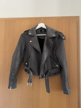 Lederjacke Bershka grau Grösse S
