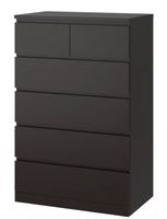 IKEA MALM chest of 6 drawers – black-brown, 80 × 123 cm