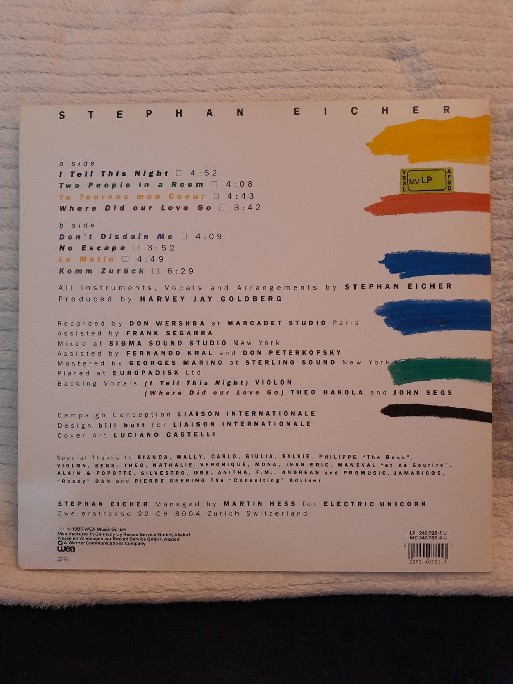 Schallplatten: Stephan Eicher LP I Tell This Night rig germ.1985 NM  – Neu (gemäss Beschreibung) aus oekingen von beauty1964 1