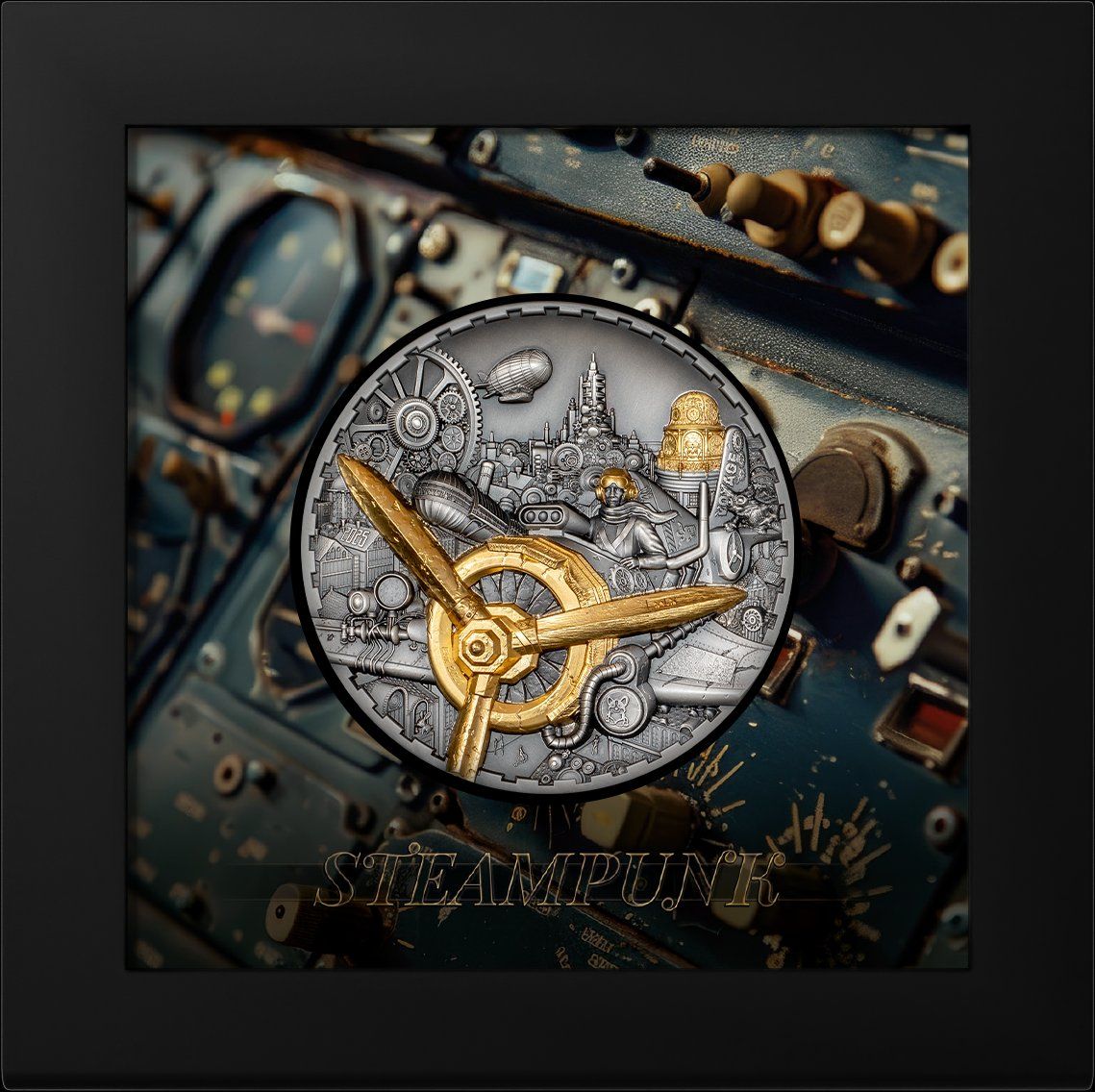 Alle Münzen: Cook Inseln  Steampunk Aviation 3 OZ – Neu und originalverpackt aus Liestal von Goldbatzen 2