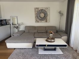 Ecksofa grau-weiss mit Bettfunktion guter Zustand