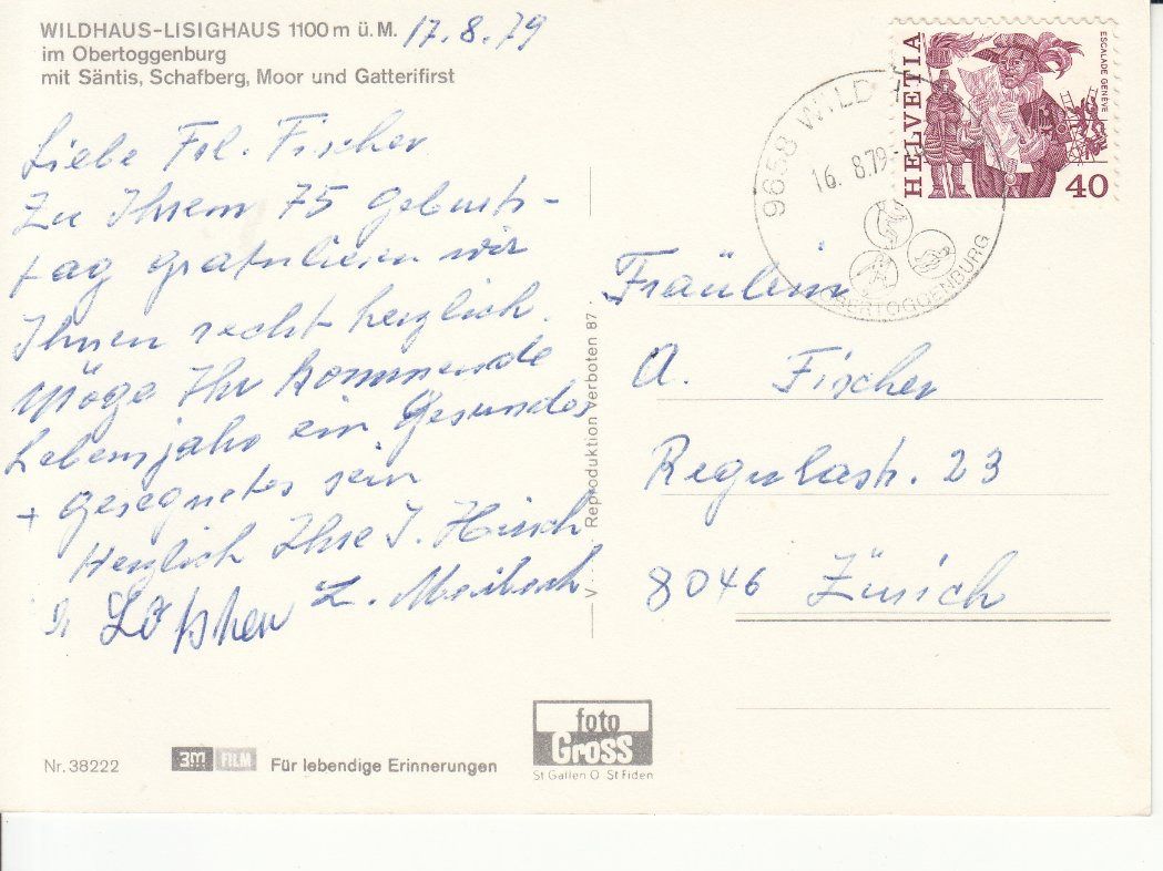 Cartoline postali: Wildhaus 1979 – Usato da Bürglen TG venduto da StampGraf 1