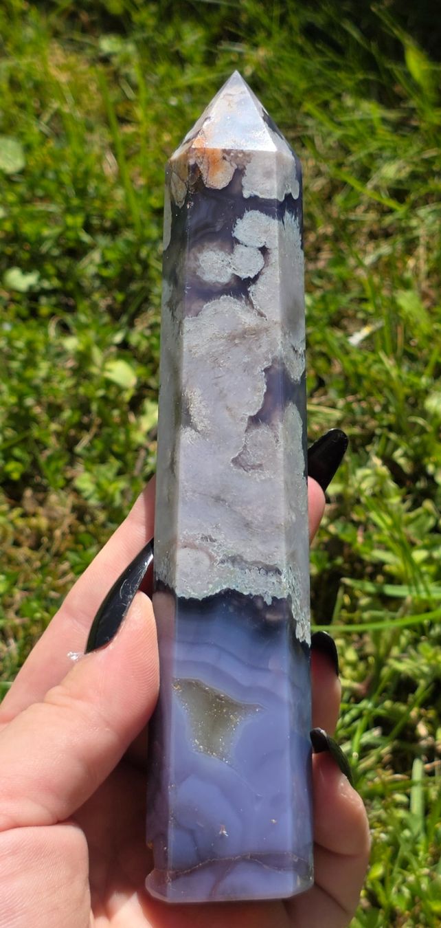 Minerali & Pietre curative: Blauer Blumenachat Obelisk E 233g – Nuovo e nell'imballaggio originale da Matzingen venduto da Shay_Crystalz 2