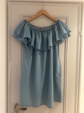 Zara Jeans/Denim Kleid, Rüschen, wie neu, Gr S, Boho
