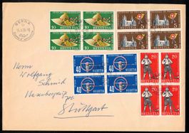 1955 Serie Werbemarken im 4er-Block auf FDC italienisch
