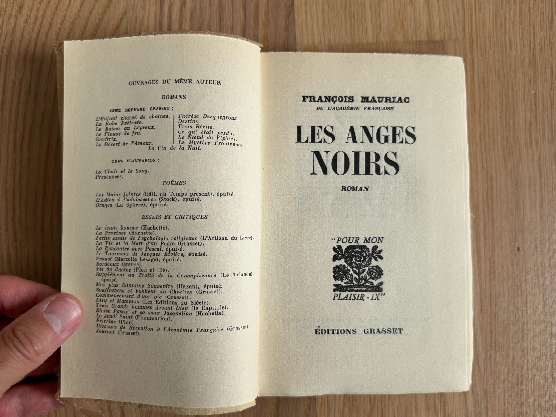 Libri: François Mauriac - Les Anges Noirs - Éditions Grasset – Usato da Boppelsen venduto da Xavierm 1