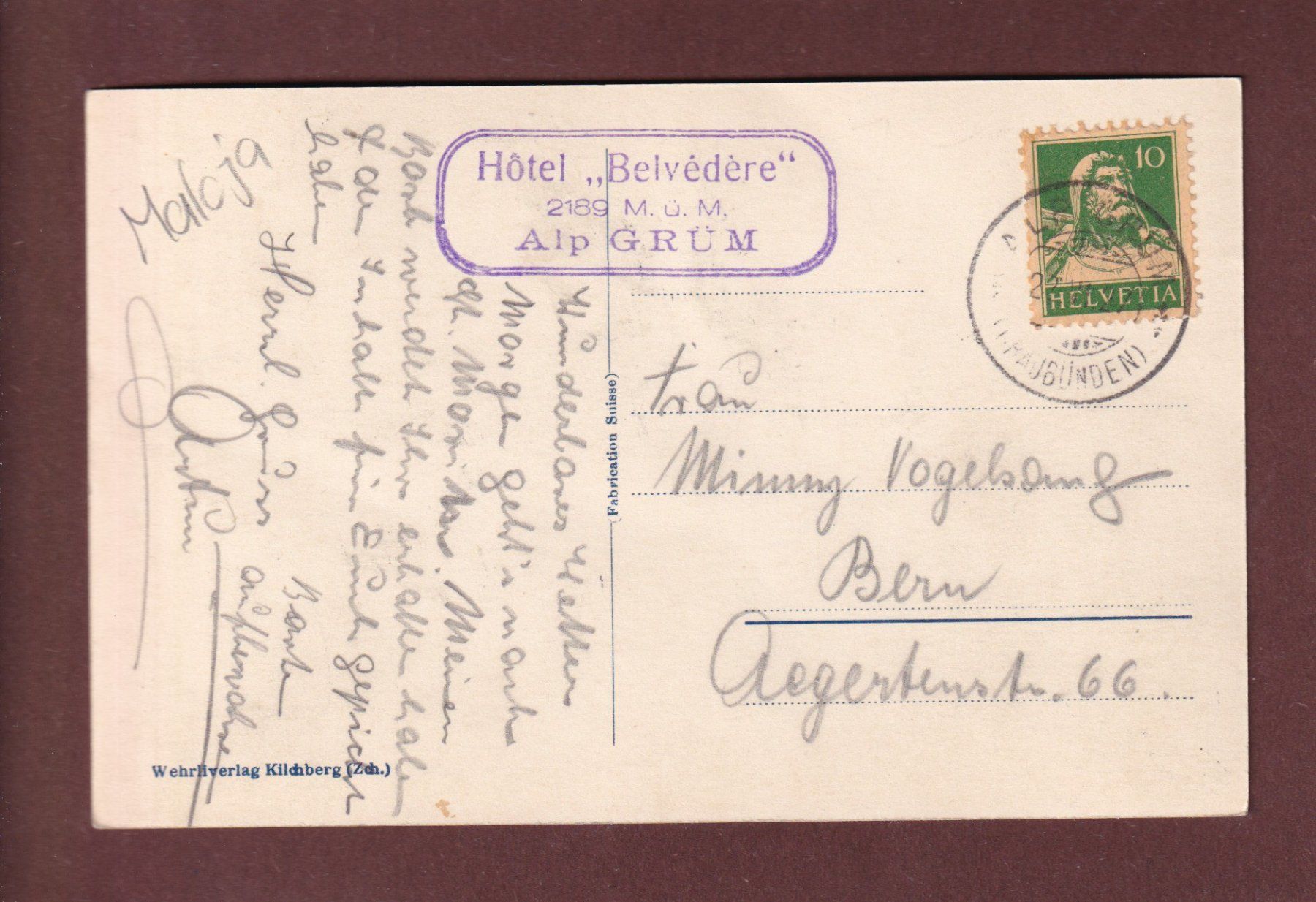 Cartoline postali: PALÜ-GLETSCHER - 1927 – Usato da Pully venduto da nicecards-shop 1