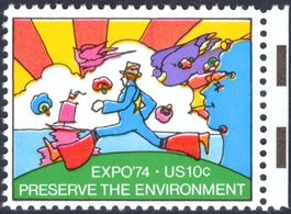 EXPO '74  postfrische USA Marke mit ABART Passerverschiebung
