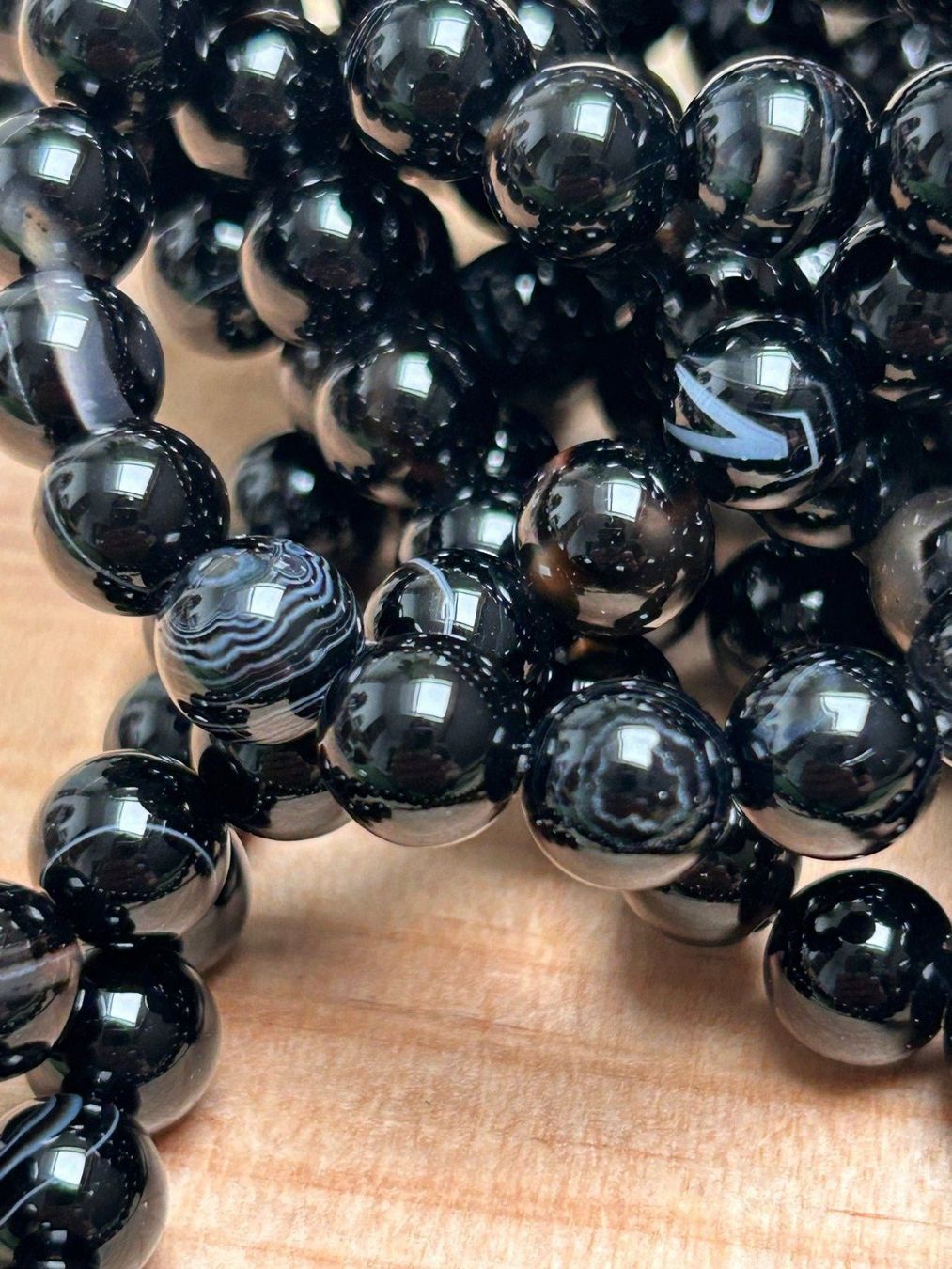 Minerali & Pietre curative: Strang echte black Agate Kugeln / stone beads 8 mm – Nuovo (secondo la descrizione) da Niederrohrdorf venduto da Ytobi 1