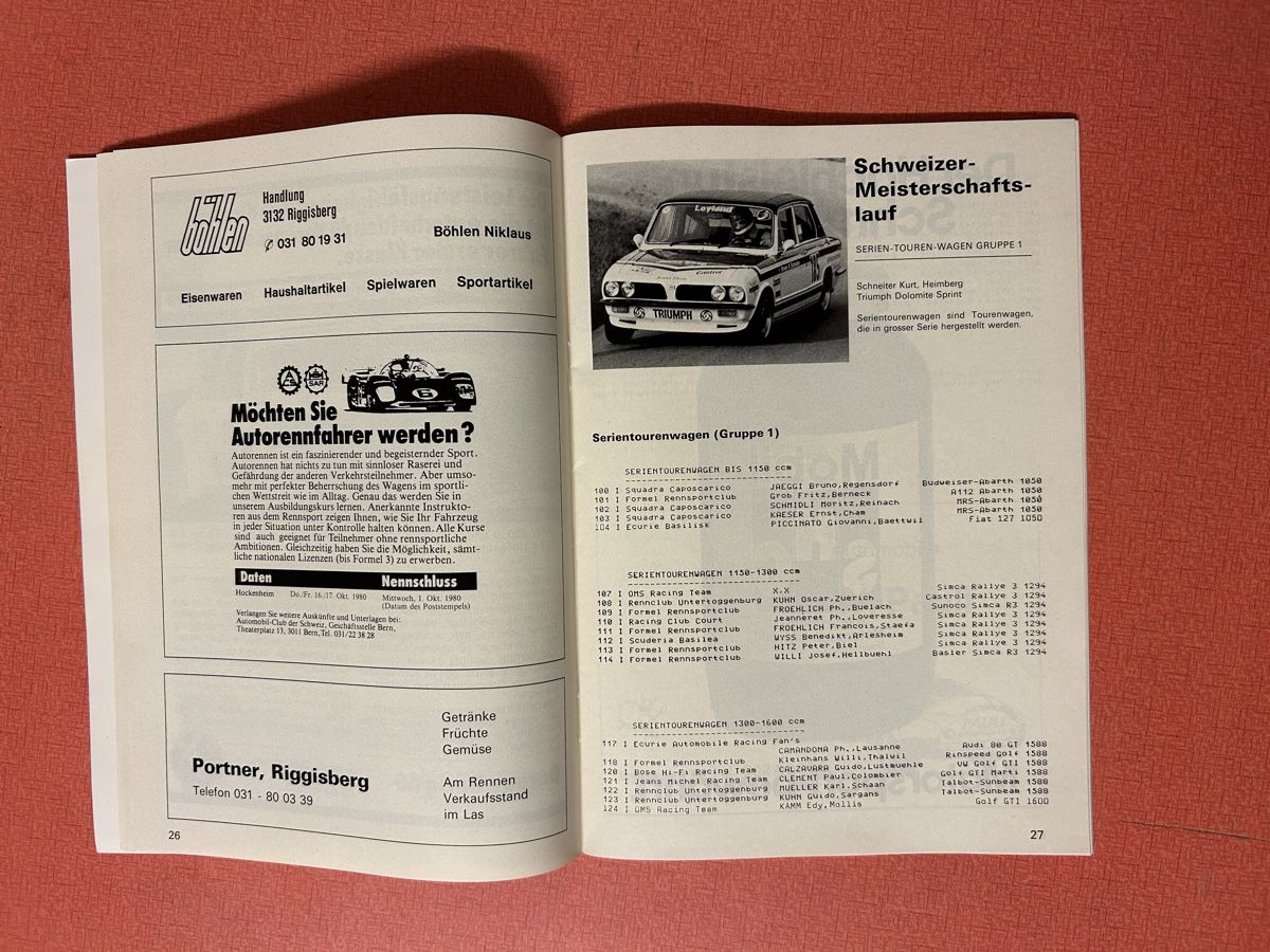 Dokumente: Offizielles Programm Int. Bergrennen Gurnigel 1980 – Gebraucht aus Lanzenhäusern von vic63 8