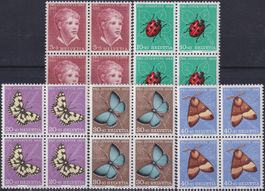 1952, J143-J147 Viererblöcke (Insekten) */**. Kat: 28.-