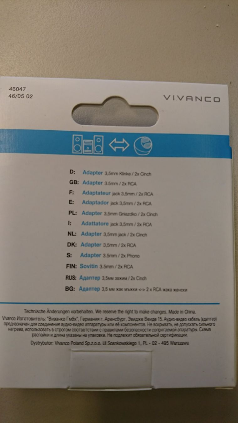 Unità & Adattatore: Cinch  Adapter – Nuovo e nell'imballaggio originale da Tägerschen venduto da Tech-World7 2