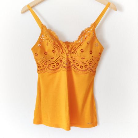 SKINNY sonniges Spagetti Shirt Top Lochstickerei Gr.36/S