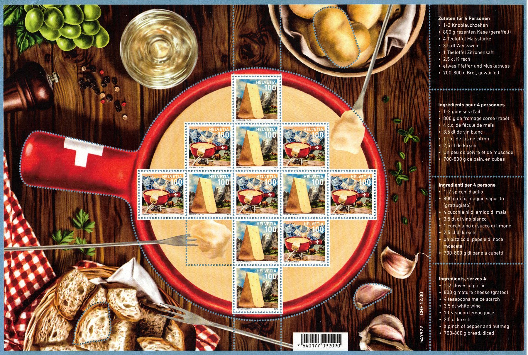 Tutti i francobolli: 2018  Kleinbogen   Fondue   postfrisch – Nuovo (secondo la descrizione) da Mellingen venduto da Ginger