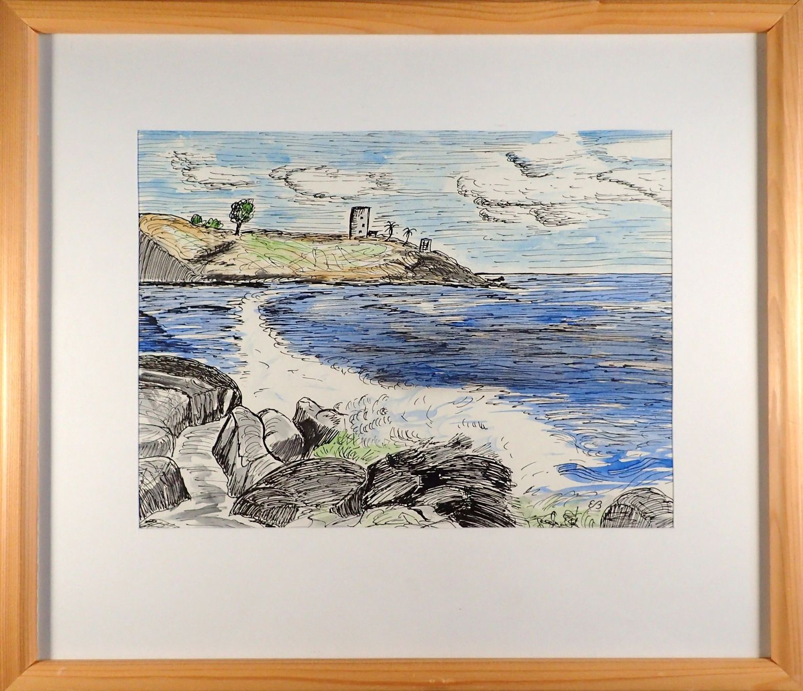 Gemälde: Aquarell: Ruine an der See – Gebraucht aus Fribourg von erw_68dx