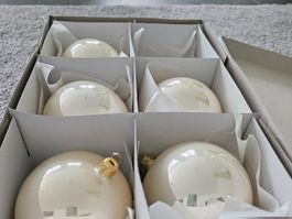 5 Weihnachtsbaumkugeln perlmuttfarben handgeblasen NEU