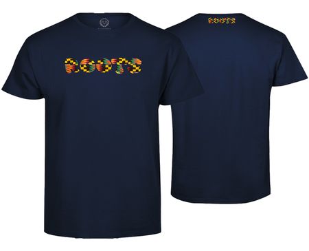Roots Premium Tshirt mit Kente - Navy Blau