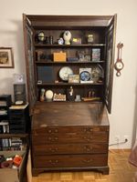 Bureau secrétaire bois massif avec vitrine