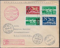 1935 1.Winterluftpost ZH-St-Moritz-ZH Ausführung Ia ab 1.-