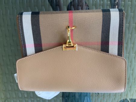 Burberry Tasche Check Canvas Leder Beige Damen Sommer (58)