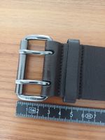 Prada belt dark brown leather double prong buckle 80 cm