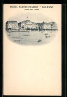 Lucerne, Hotel Schweizerhof mit Dampfer