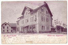 Gruss aus Aegerten Wirtschaft zum Bären Stabstempel gel 1903