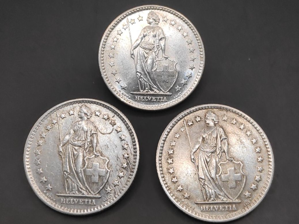 Alle Münzen: 1960 / 1961 / 1964 - 2 Franken - Silber – Gebraucht aus Sirnach von Trekk64