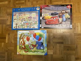 3 Rahmenpuzzle Winnie the Pooh , Wimmelbild , Cars Disney