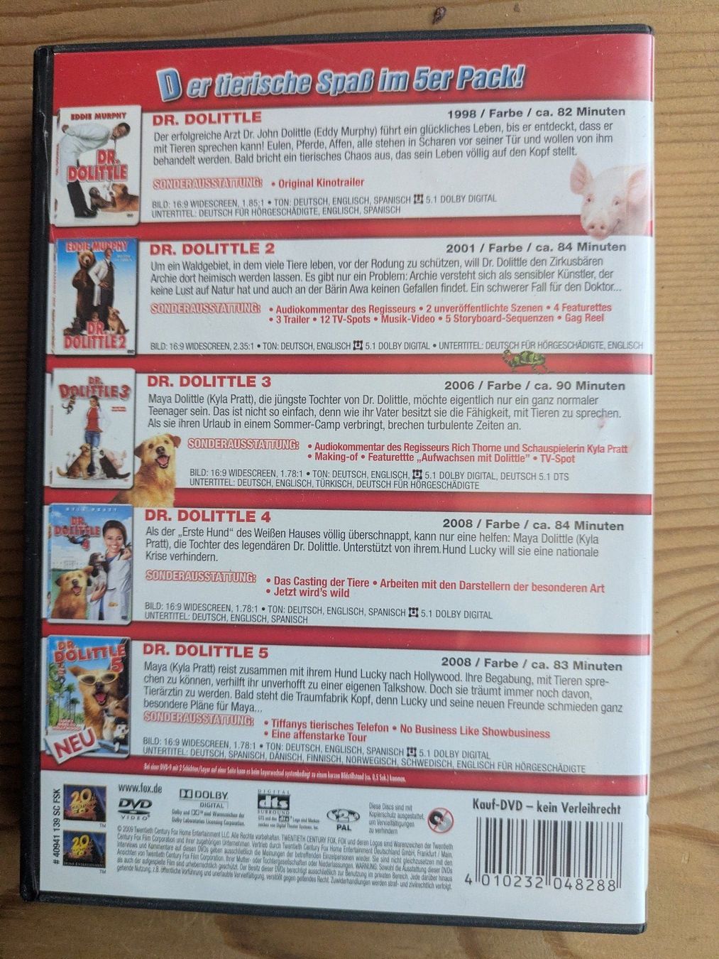 Tous les DVDs: Dr. Dolittle 1-5 - Boxset [5 DVDs] – D'occasion à Männedorf par Pacer19 1