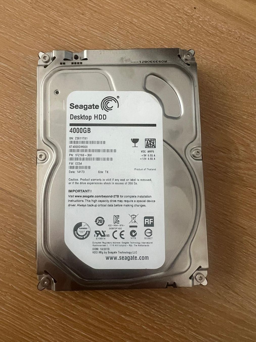 Seagate Harddisks: Festplatte 4TB Seagate HDD SATA – Gebraucht aus Oftringen von elnino22