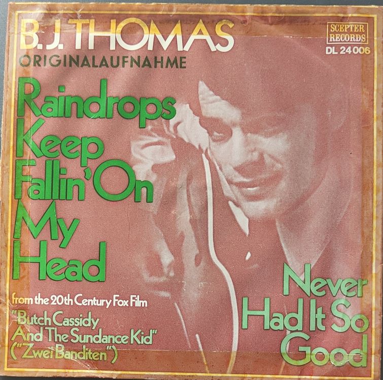 Vinyl Single B.J. Thomas - Raindrops Keep Fallin' On My Head | Kaufen ...