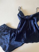 Pyjama Set Wasserfallausschnitt Dunkelblau Grösse XS/ S neu