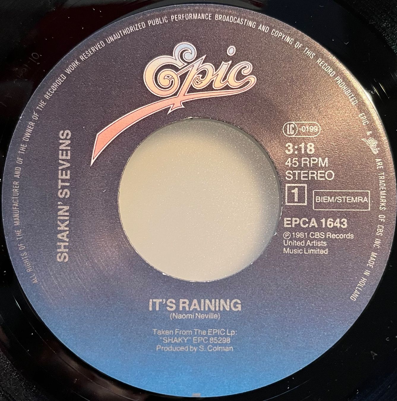 Schallplatten: SHAKIN STEVENS - IT’S RAINING – Gebraucht aus Bussigny von vinyl-pas-cher 2