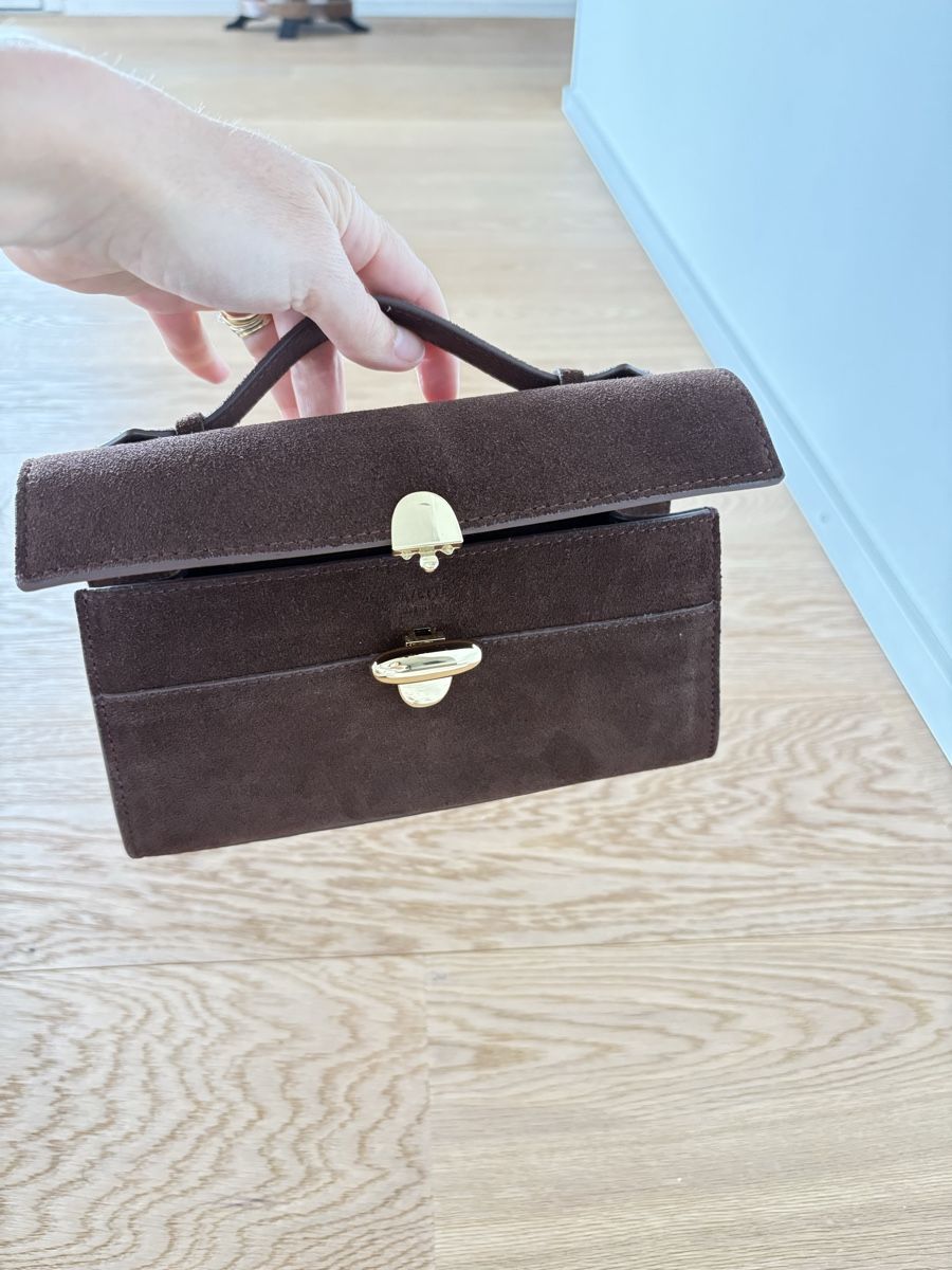 Borse da donna: Savette simmetry pochette in brown suede – Nuovo (secondo la descrizione) da St. Gallen venduto da ott_f827 2