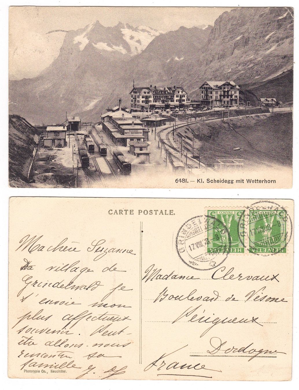 Ansichtskarten: Kl.Scheidegg mit Wetterhorn – Gebraucht aus La Tour-de-Peilz von amjust